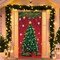 Christmas Front Door Cover Xmas Tree Door Cover Banner Merry Christmas Door,70.9 x 35.4 Inch(Multicolor)